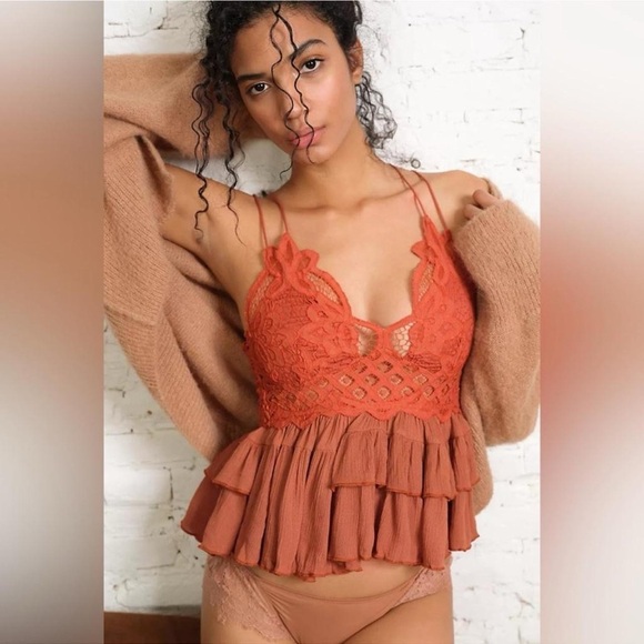 Free People One Adella Cami Top Size M Burt Orange - Picture 4 of 7